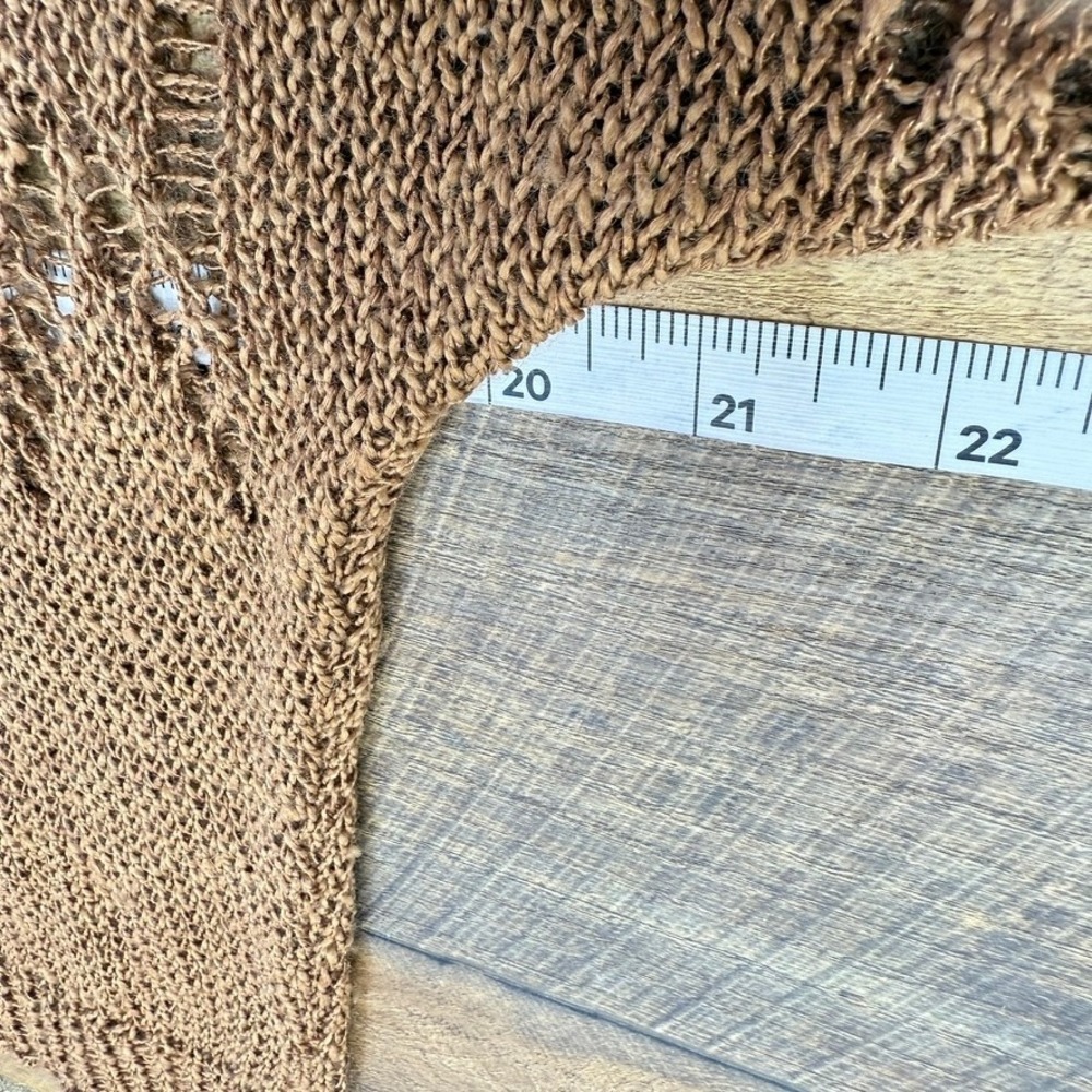 Nic + Zoe Crochet Knit Sweater Top Brown Open Weave Womens PS Short Sleeve Boho‎ - Picture 6 of 12